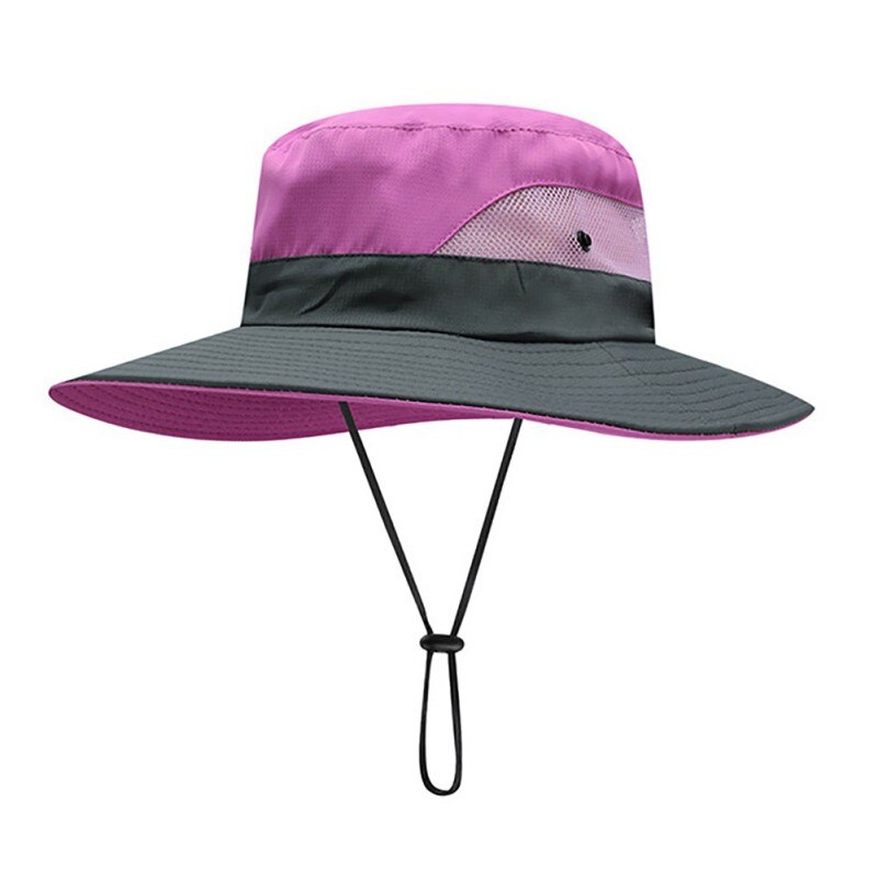 Paardenstaart Zonnehoed Vrouwen \ 'S Outdoor Uv-bescherming Opvouwbare Mesh Brede Rand Strand Vissen Cap: Fuchsia