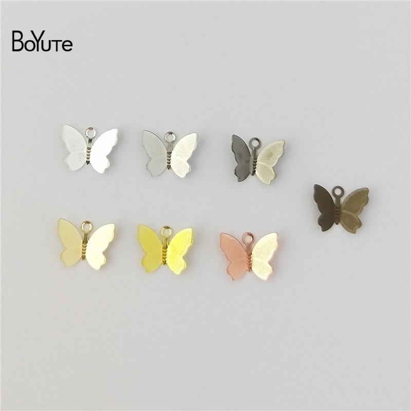 BoYuTe 100Pcs 11*13MM Schmetterling Charms Diy Hand Made Metall Messing Zubehör Teile für Haar Schmuck Machen