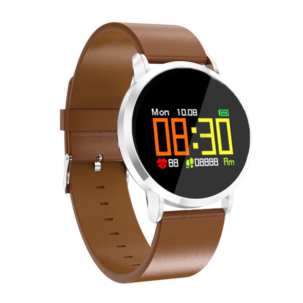 IP86 Waterproof Smart Watch Step Counting Health Monitoring Exercise Tracker Sleep Analysis Pedometer Smartwatch for Android iOS: Silver Brown Strap