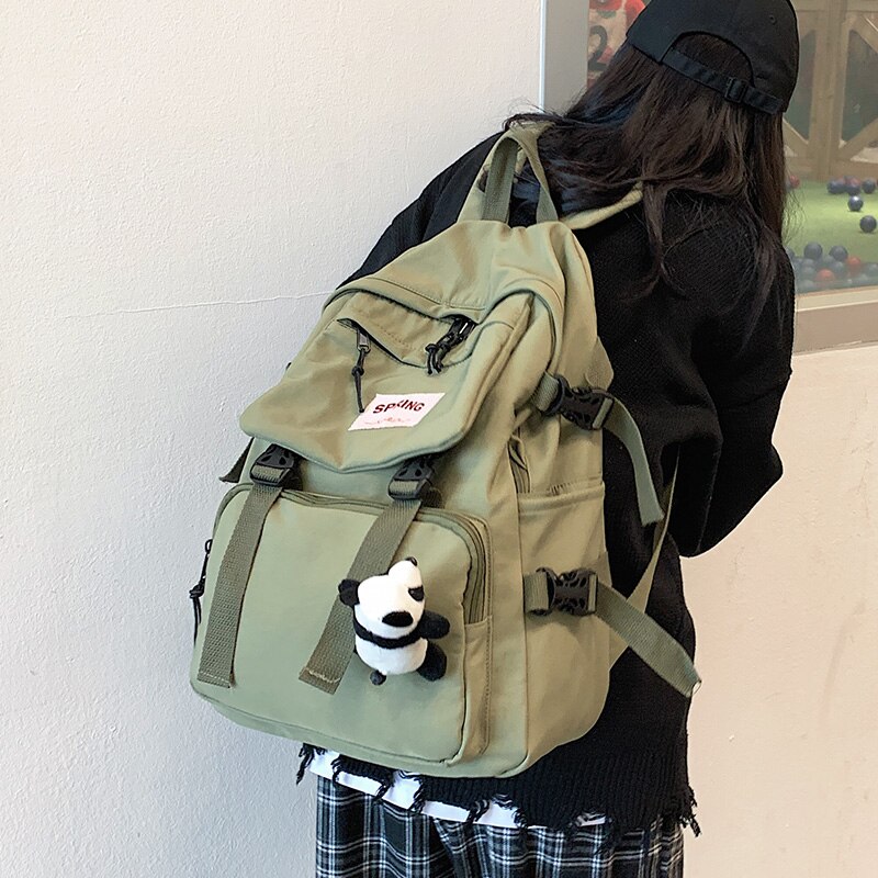 Sac à dos coréen grande capacité pour femmes, , poupée Panda, dessin animé, décontracté, Harajuku, chic, Ulzzang, Vintage, Punk, mignon