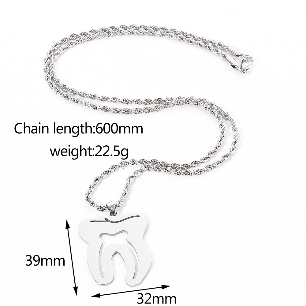 1Pc Zilveren Mode Creatieve Leuke Tandheelkundige Tand Ketting Hanger Rvs Ketting Mode-sieraden Voor Vrouwen Mannen Tandarts