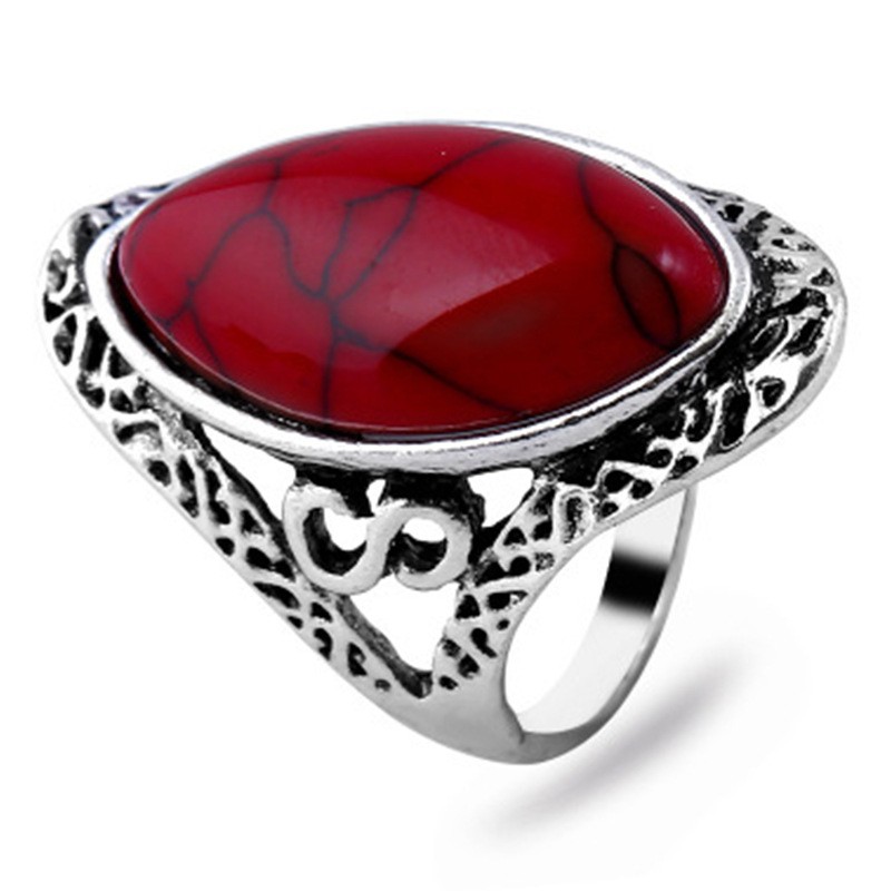 Ofertas Vintage Bohemian Style 6 Colors Oval Stone Finger Rings Jewelry for Women Engagement Wedding Bridal Size 6 -11: 9 / Yellow