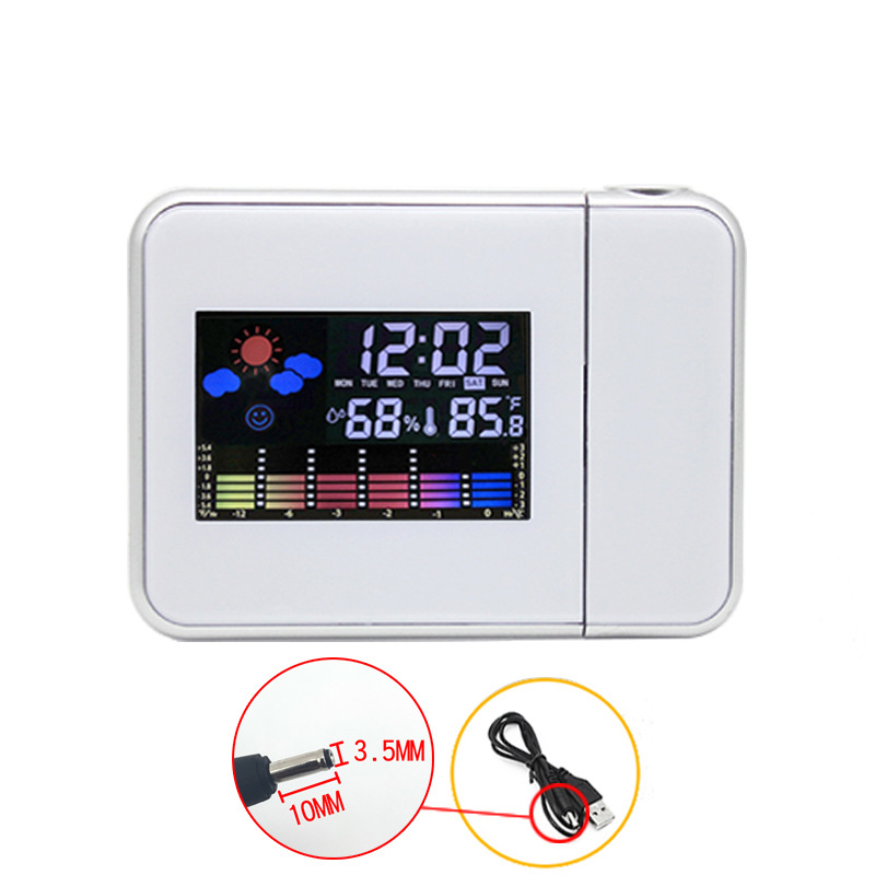 Horloge de Projection numérique | Météo, Table de bureau multifonction, alarme d'écran couleur, longue, horloge de Projection