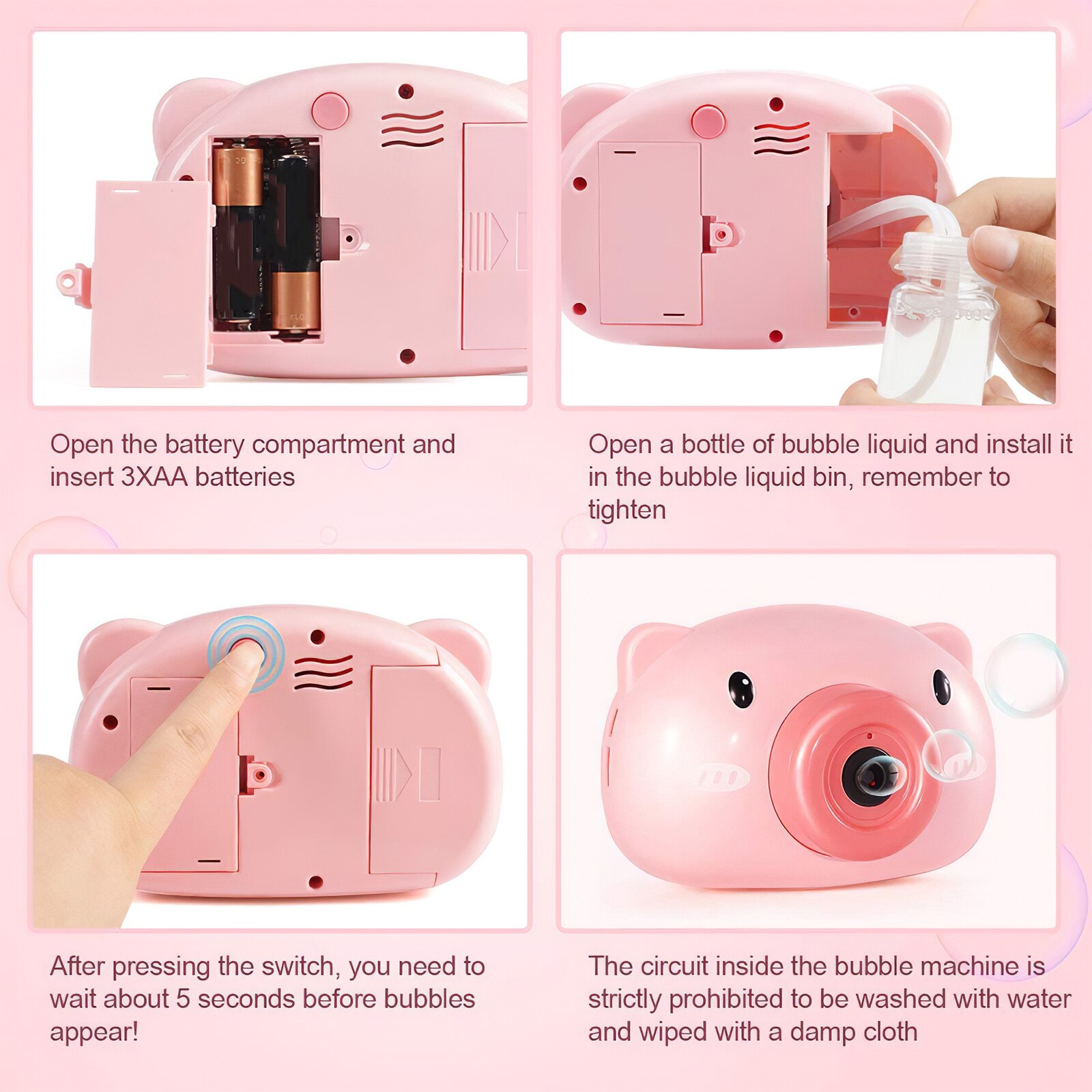 Portable Soap Bubble Camera Cute Bubble Camera Machine Outdoor Activity Children Bubble Maker Pig Shape Camera With Music Sound