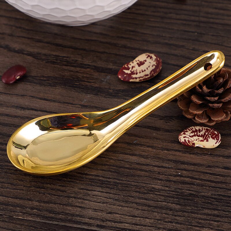 chinese 5 inch pure copper round soup spoons kids Rice porridge metal multifunction tableware Household Healthful spoon