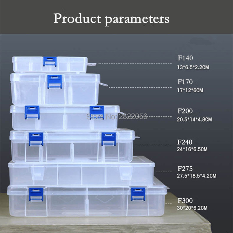 Transparent Rectangular modular plastic parts tool box multi-cell material model accessories storage box classification