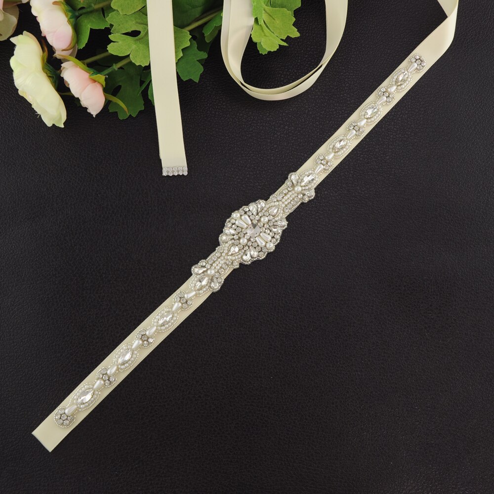 ZMS388 Rhinestone Belt Wedding Dress Belt Bridal Belt Wedding Accessories Mariage Sash Bridesmaid Belt Wedding Belt Women Belt: ivory