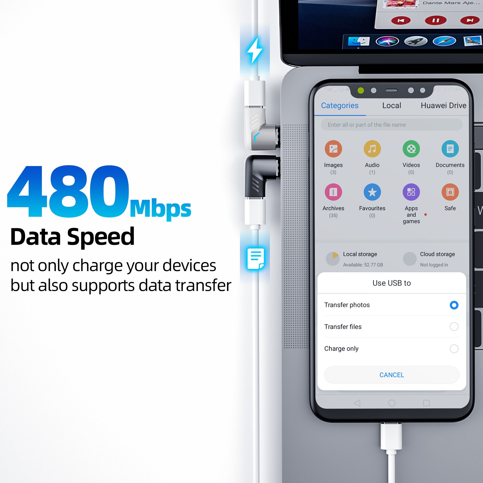 Cabo adaptador de carregamento rápido 100w, conector magnético de 90 graus para ipad 2019 samsung xiaomi 9 10 tipo c