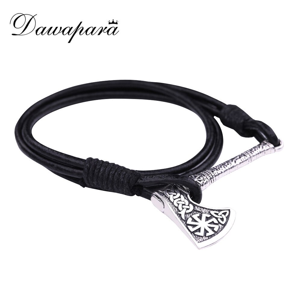 Dawapara Viking Axe Schmuck Slawischen Kolovrat Trinity Symbol Leder Armband Männer