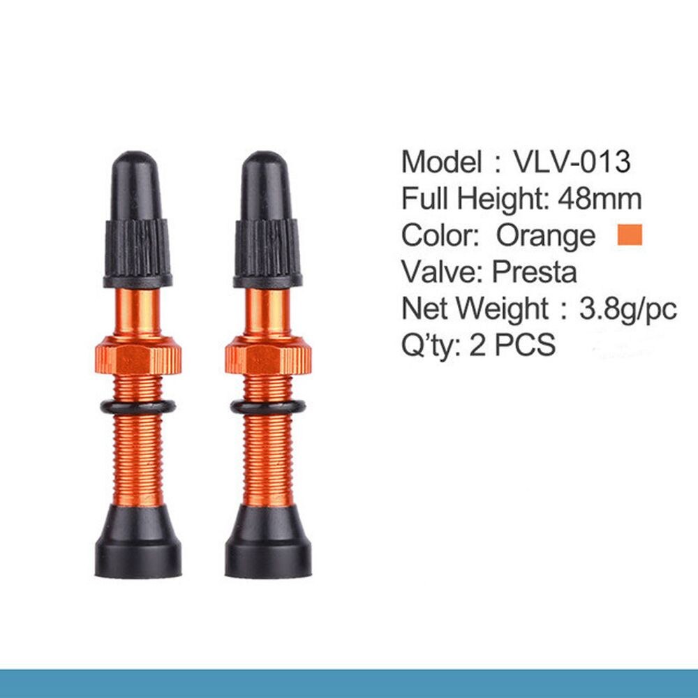 1 Paar Fiets 48/60/78Mm Presta Ventiel Voor Road Mtb Fiets Tubeless Banden Messing Kern Legering stem Tubeless Kit Compatibel: 48mm	orange