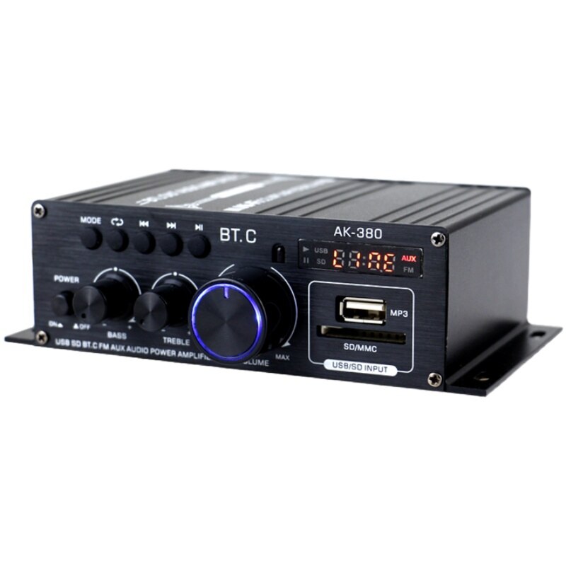 AK380 800W Home Car Amplifiers 2 Channel Bluetooth 5.0 Surround Sound FM USB Remote Control Mini HIFI Digital Amplifier Stereo