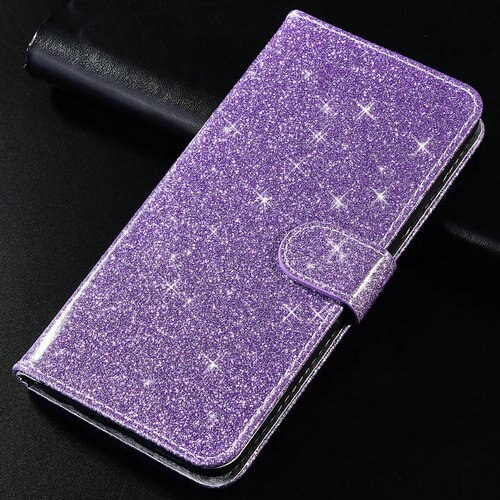 Étui portefeuille en cuir à rabat magnétique pour zte blade  a5 , avec support, housse de protection pour téléphone portable  a5: Violet pailleté