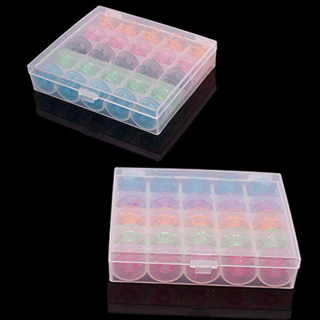 25 Pcs/Box Empty Bobbin DIY Crafting Sewing Machine Plastic Spools Thread Organizer With Storage Box Holder Sewing Tools Supply