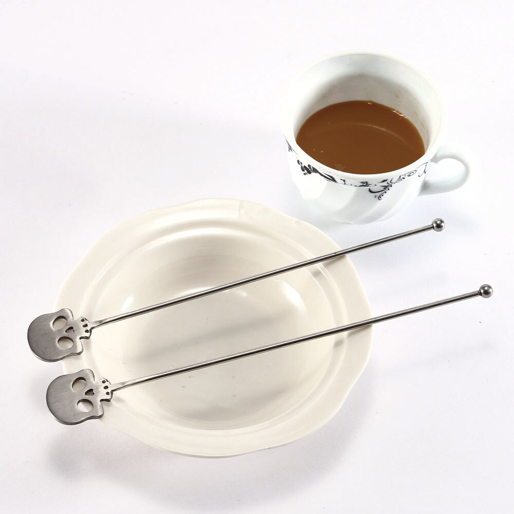 1Pcs Coffee Muddler Skull Glass Stirring Sticks Cocktail With 22cm Long Handle Stir Rod Drinks Muddlers Bar Swizzle Sticks