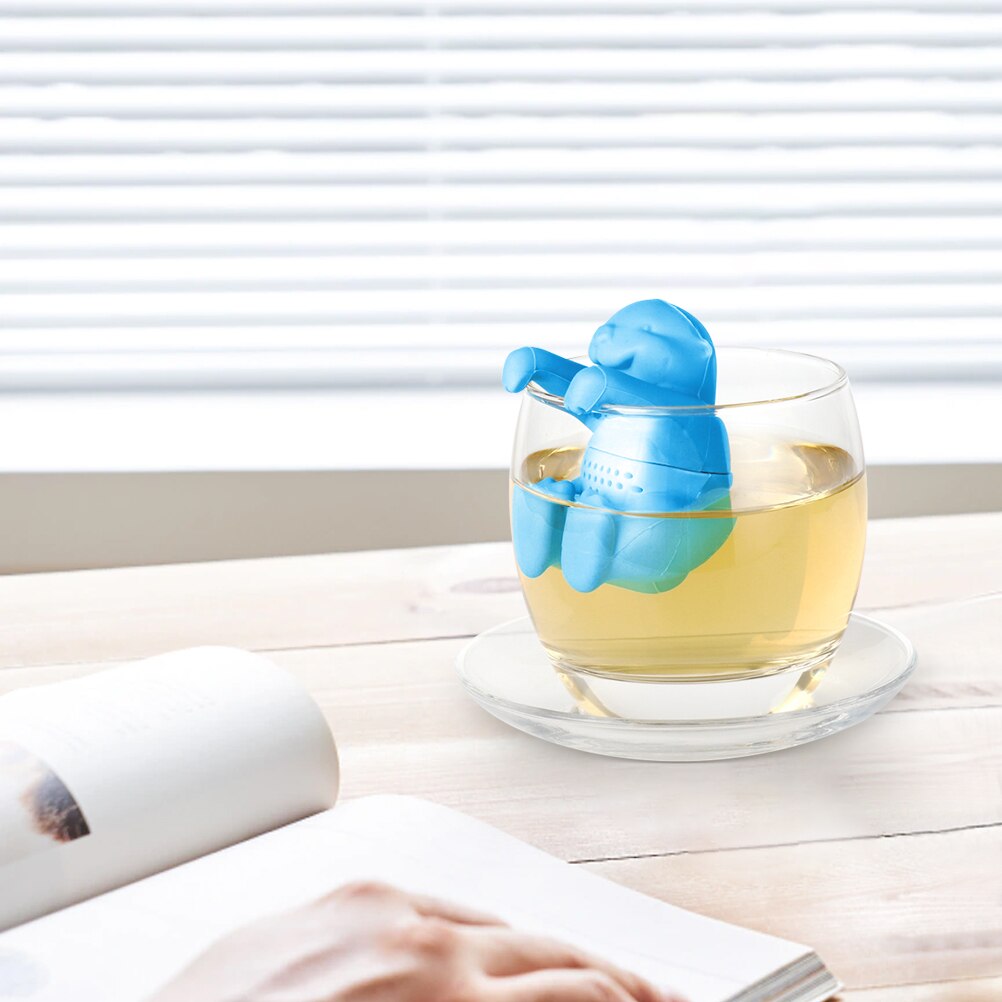 Infusor de té con forma de nutria, colador de bola de hojas de té de dispositivo de silicona para elaboración de cerveza, filtro de especias a base de hierbas, herramientas de cocina