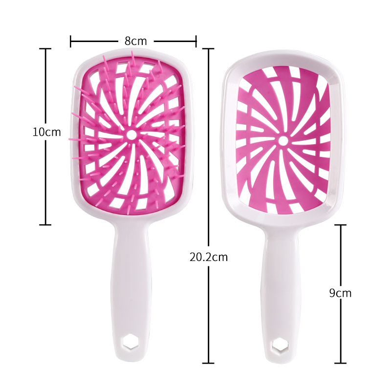 1 cepillo para desenredar ancho, peine para peluca, peine para masaje del cuero cabelludo, peine antiestático para desenredar el cabello húmedo o seco de doble uso, cepillo para el cabello hueco: Naranja