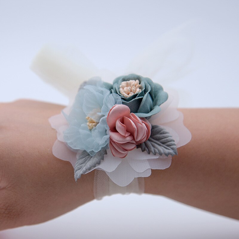 JaneVini-ramillete de flores artificiales para boda, nupcial, flor de muñeca, banda de muñeca de hoja, pulsera de dama de honor de novia, Demoiselle D'honneur