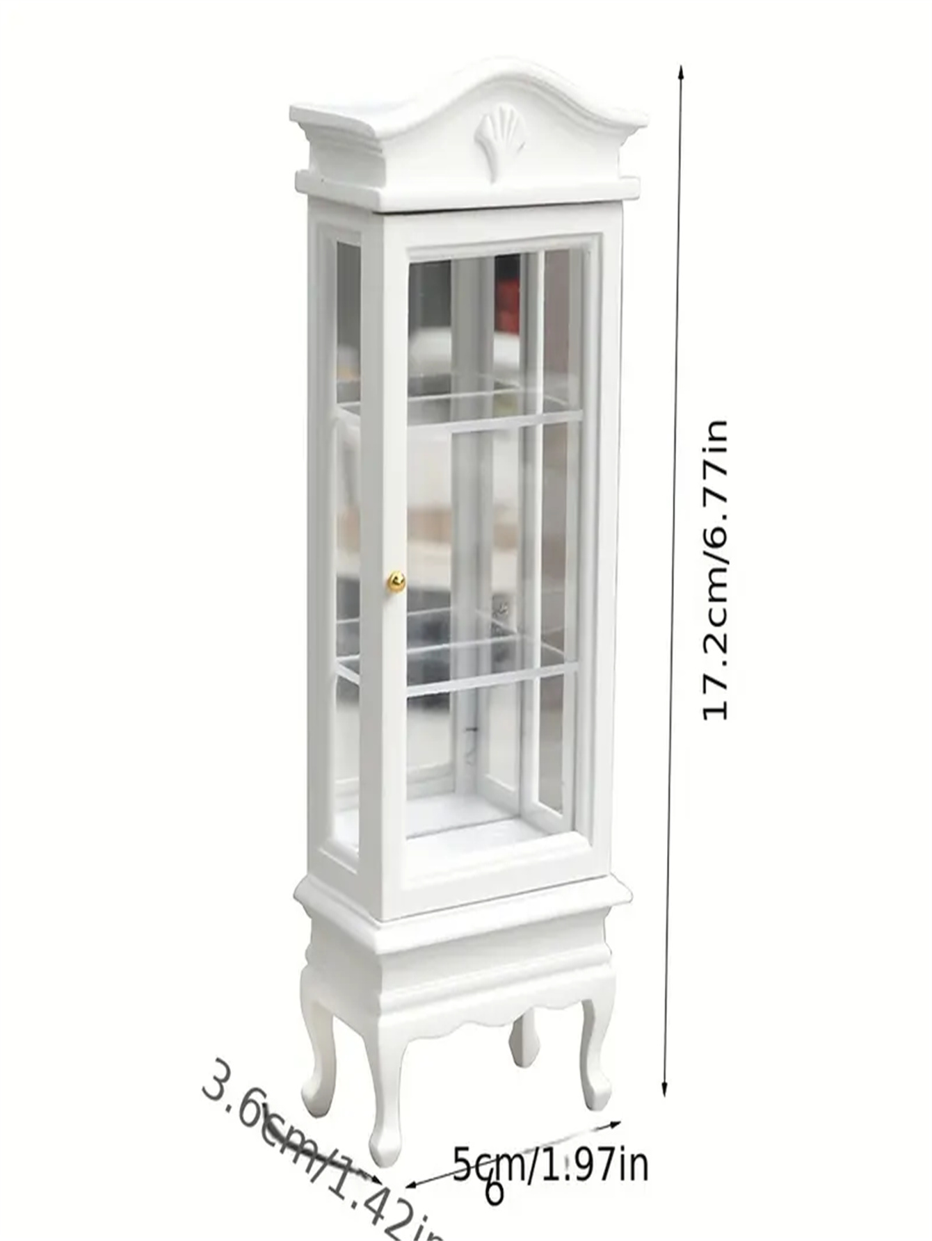 mini vetrina in legno bianco con rapporto 1:12 con anta in vetro trasparente - Vetrina da collezione elegante per la decorazione domestica, scena modello e stoccaggio, accessori per scena modello | design classico di armadietti | Complesso De: Default Title
