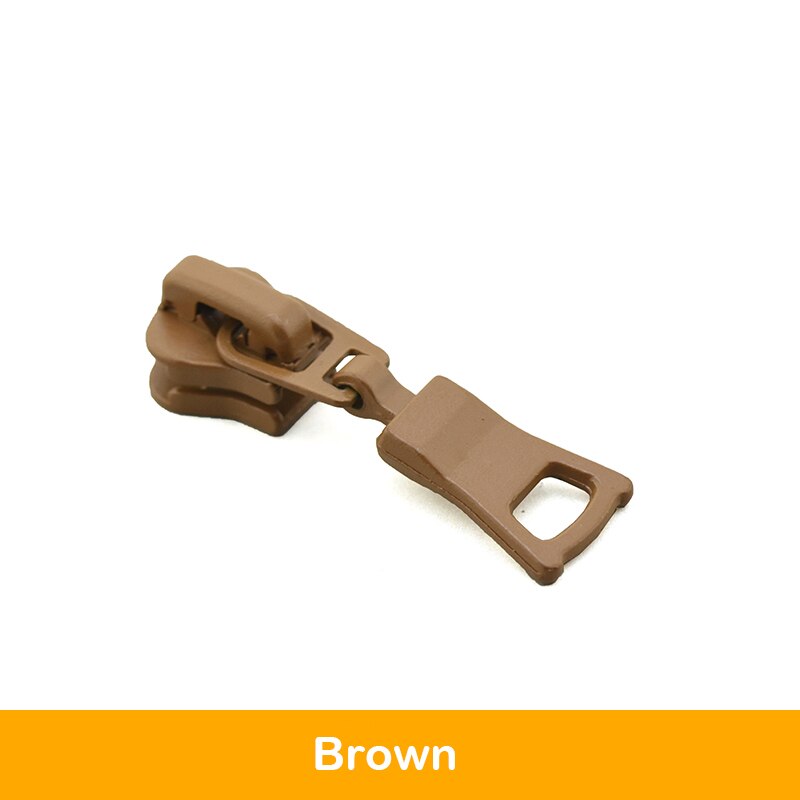 5# 5 stuks kleurrijke ritstrekkers, schuifregelaars voor harsritsen, accessoires voor het naaien: Bruin