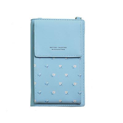 Female Phone Wallet Long Mobile Phone Bag Printing Multifunctional Cute Purse Large Messenger Bags For Student Girl: Sky blue