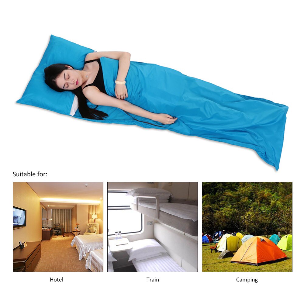 TOMSHOO-saco de dormir para viaje al aire libre, forro de 70x210CM, para acampar, senderismo, saludable, con funda de almohada, portátil, ligero, viaje de negocios