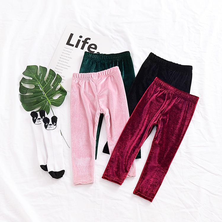 Baby piger bukser guld fløjl leggings til pige forår efterår børn bukser småbørn joggingbukser tøj