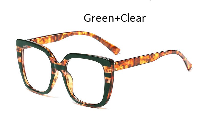 #39 sort firkantet brillestel dame stort brillestel oversized styles acetat: Grøn klar