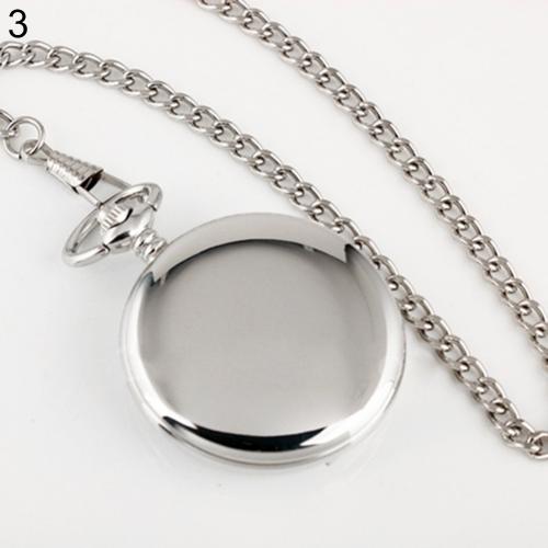 Retro vintage fickur klassisk herr steampunk slät kvarts fickur smycken legering kedja hänge med halsband kedja: Silver-