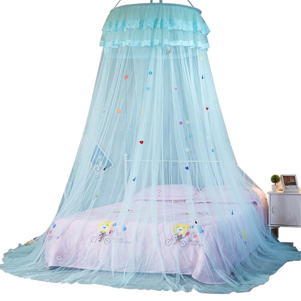 Kuppel Decke Spitze Bett Baldachin Prinzessin Kind Zimmer Moskito Netz Bett Volant Boden-Länge Kuppel Hängen Vorhang Foto Requisiten: Blau