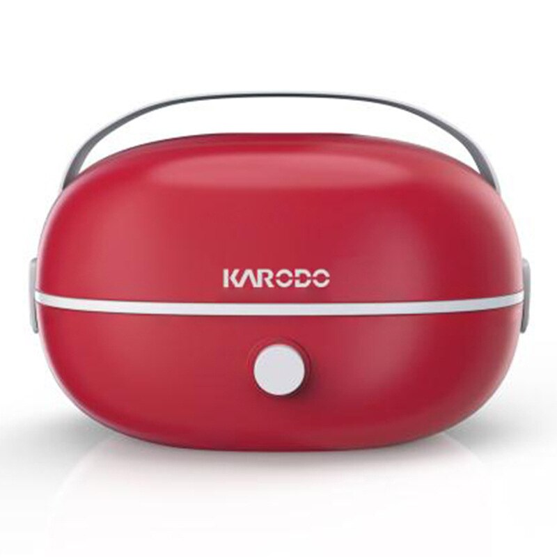 Electric Portable Heating Lunch Box Stainless steel Food Container Mini Rice Cooker Steamer Meal Lunchbox Bento Warmer: Maroon