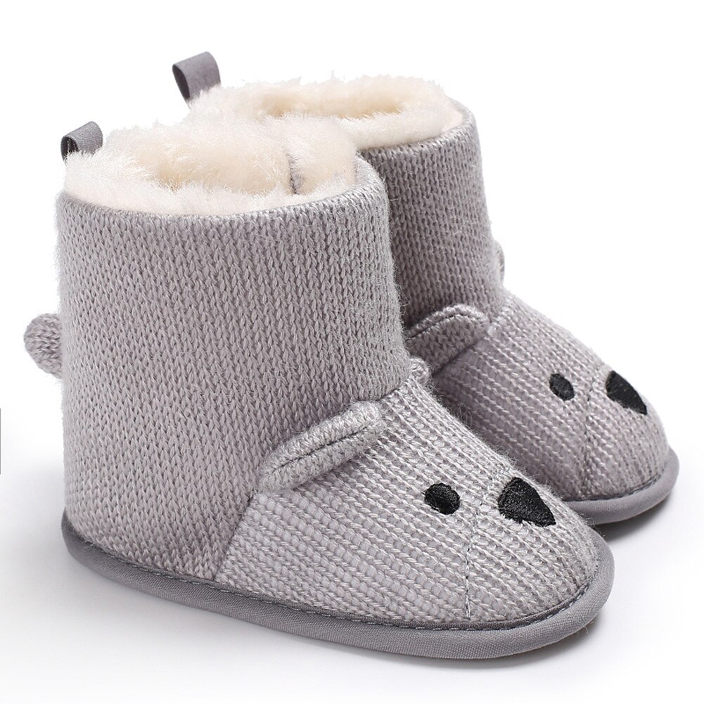 Beer Peuter Baby Jongens Meisjes Snowboots Brei Haak Crib Soft Sole Schoenen 0-18M: Grijs / 7-12 Months