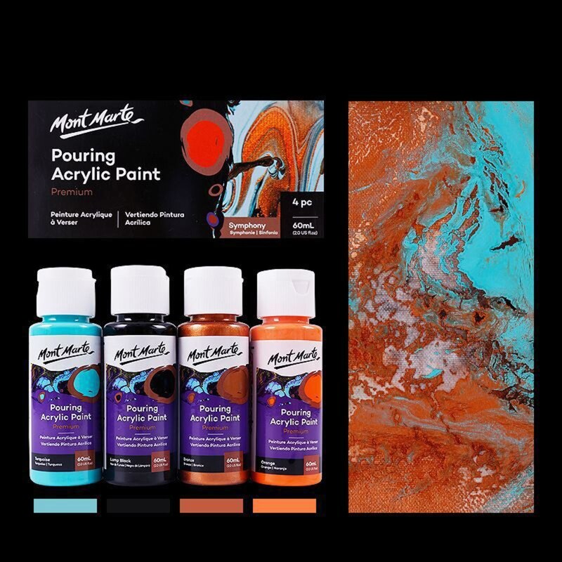 4 flasker 60ml pigment akryl maling sæt flydende marmorering maling akryl hælde medium tegneværktøj til kunstner gør-det-selv kunst forsyninger: -en