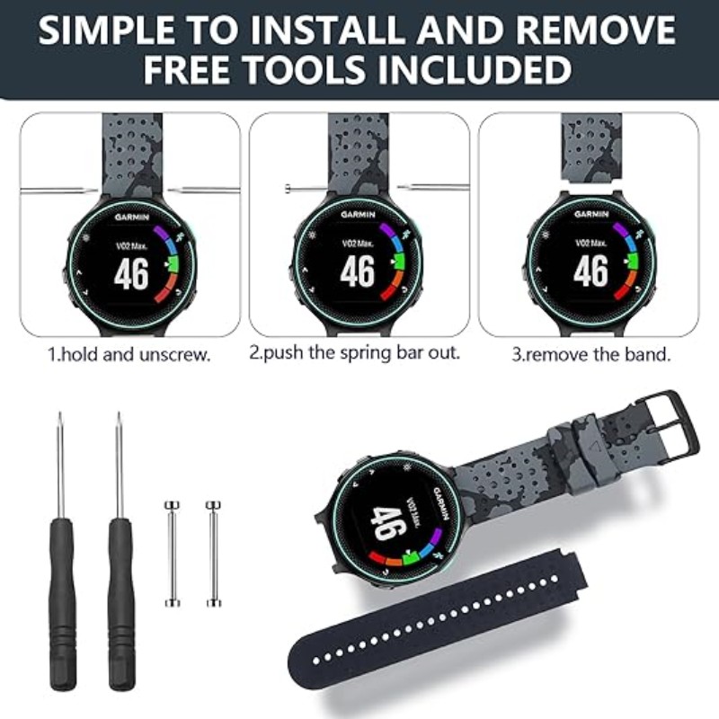 Correa deportiva de silicona para Garmin Forerunner 235 220 230 620 630 735XT, accesorios de pulsera