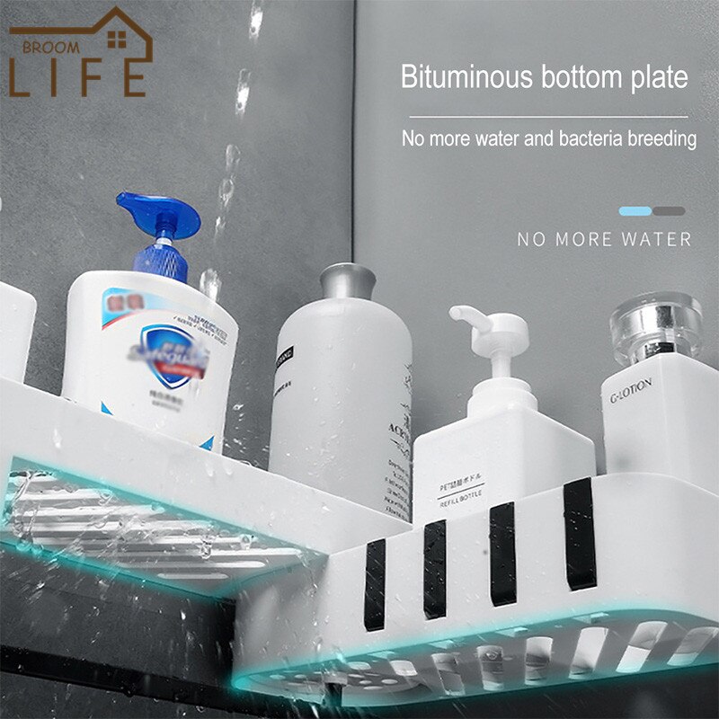 Rotation Bathroom Shelves WC Shower Bathing Storage Organizer White Shampoo Rack Towel Holder Kitchen Wall Floating Shelf Basket