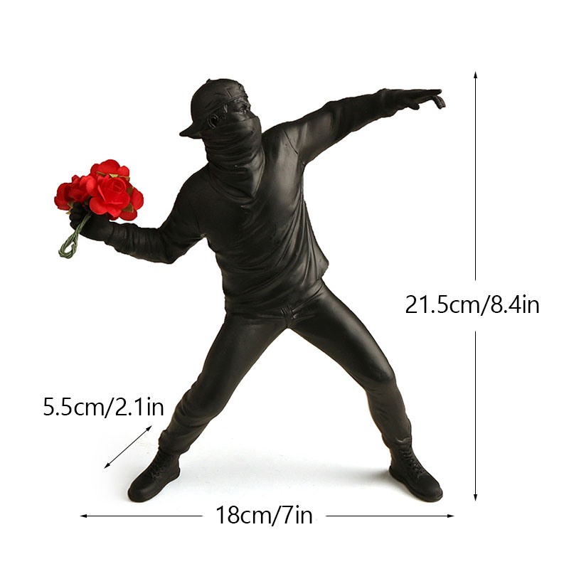 Colección de escultura de Vilead Banksy, estatua lanzadora de flores, arte Pop, globo moderno, estatuilla de niña, decoración del hogar para oficina y calle: Verde claro