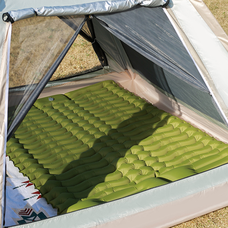 Udendørs dobbelt liggeunderlag til camping selvoppusteligt måtte rejseseng sovemadras med pude til vandreture