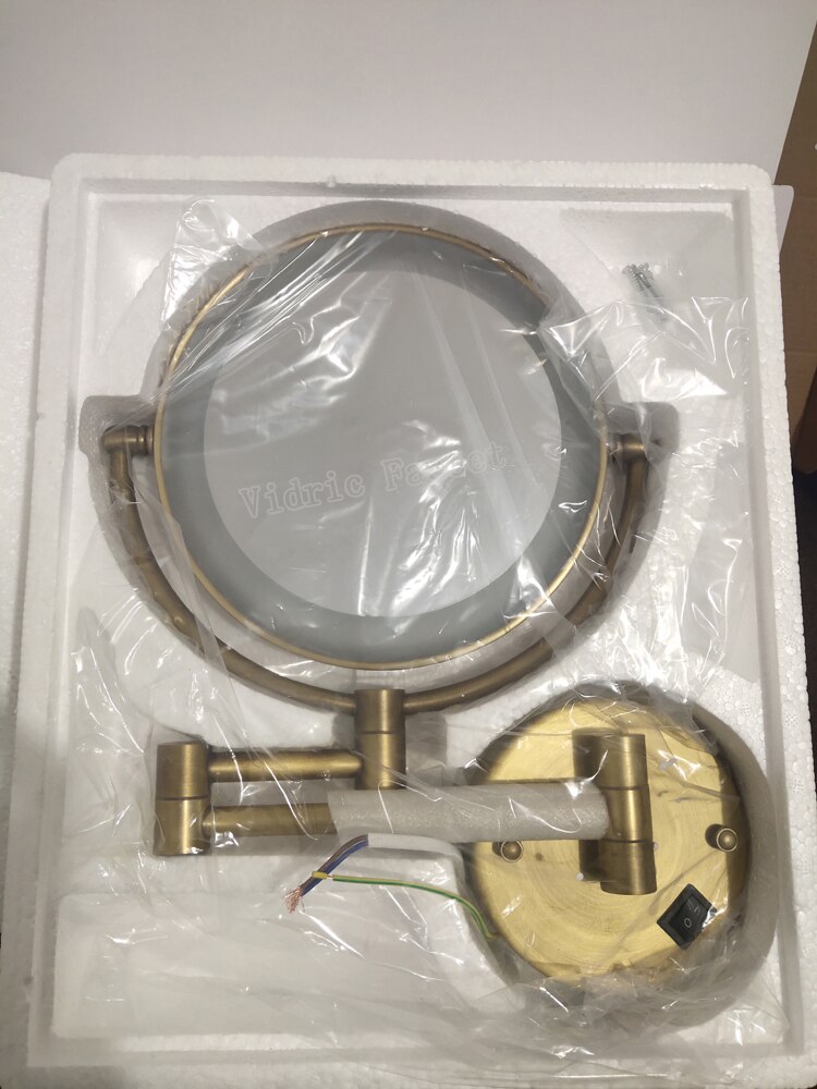 Miroir LED Vintage, Chrome, or, Ultra-mince, 8 pouces, Double face, grossissement mural, miroir télescopique pliant: Vintage Concealed