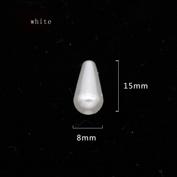 100p 6 x 10mm 6 x 14mm 8 x 15mm 8 x 20mm 8 x 30mm dråbe / pære elfenben / hvid sy på efterligning perle smykker gør perler diy spacer perler: 8 x 15mm hvide
