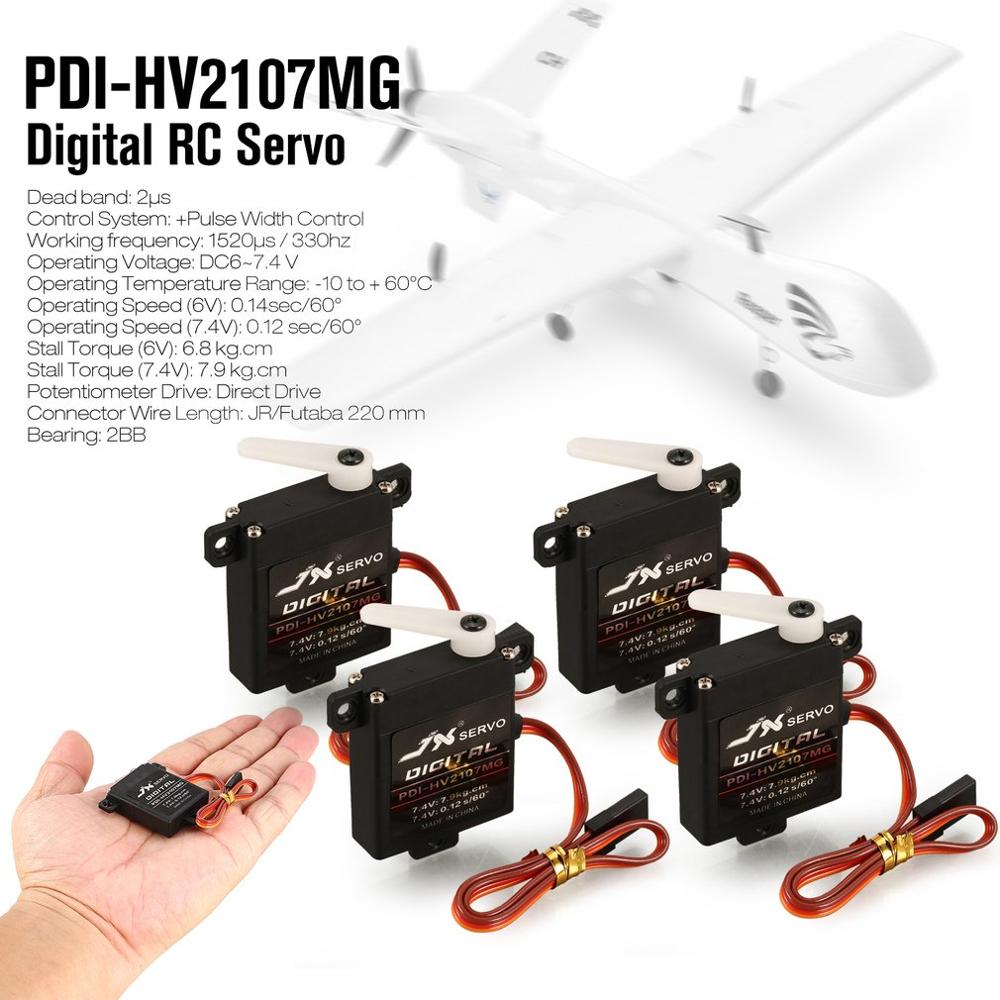 JX PDI-HV2107MG-Servo Digital de engranaje de Metal para avión de ala fija, 7,9 kg, 4 Uds.