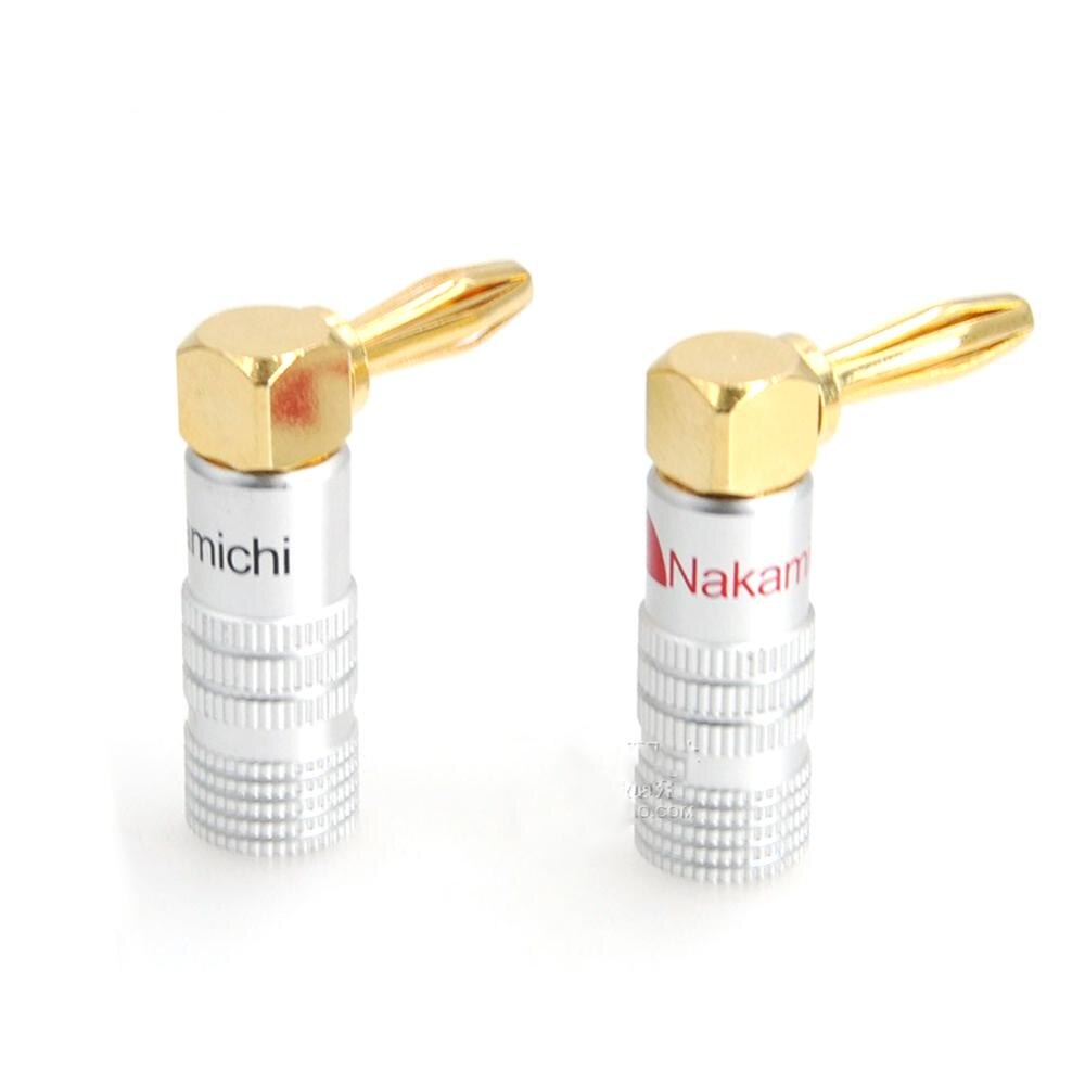 4mm Nakamichi Banana Plug Haakse Speaker Banana Plug Adapter Wire Connector 24K Gold Plated Voor HiFi