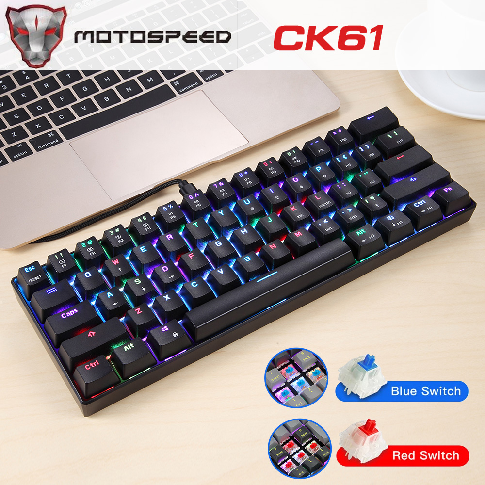 MOTOSPEED-Teclado mecánico CK61 CK62 para ordenador, periférico RGB para videojuegos en ruso e inglés, con todas las teclas Anti fantasma, para TV BOX y Gamer