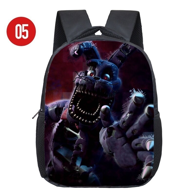 Mochilas de 12 pulgadas de cinco noches para niños pequeños de Freddy, mochilas escolares FNAF, mochilas preescolares para niños, mochila de viaje Freddy: Marrón