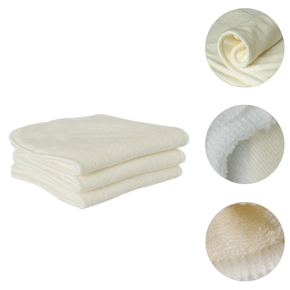 Bamboo Fiber Microfiber 4 Layers Baby Cloth Diapers Deodorant Soft Baby Diaper Pads: Beige 3pcs