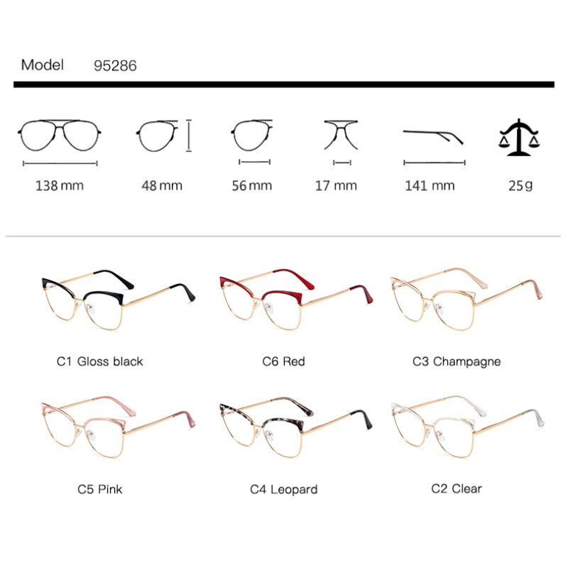 Blue Light Blocking Women Eyewear UV400 Anti Reflective Coating Finish Female Optical Prescription Eyeglasses Spectacles