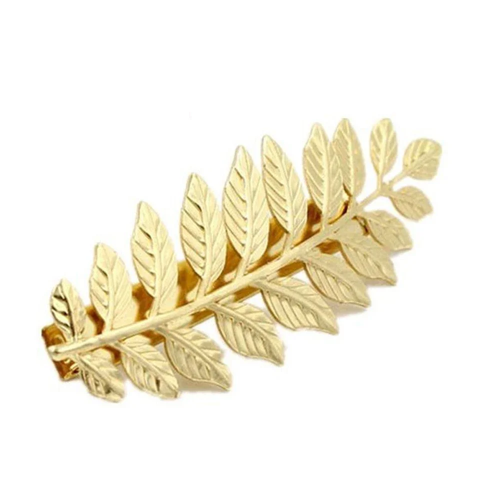 Serre-tête en forme de feuille dorée pour femme, accessoire de coiffure de mariée, diadème romain, couronne, bijoux: WHITE