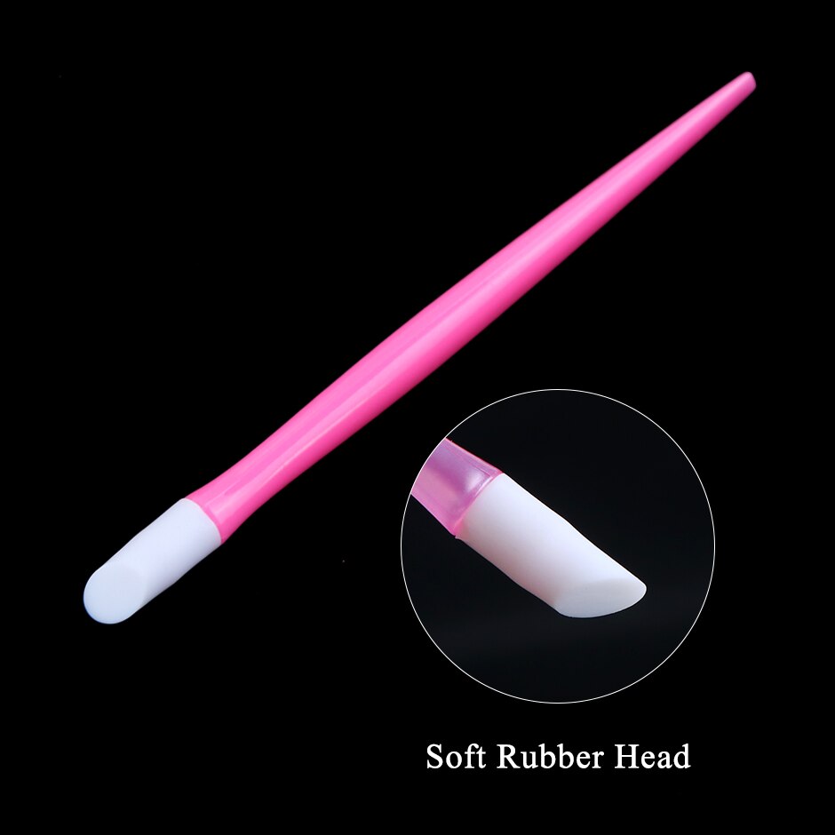 2 måder cuticle pusher pink blød manicure stick gummi tryk pen stang død hud gaffel peeling kniv trimmer neglefjerner  ch1563
