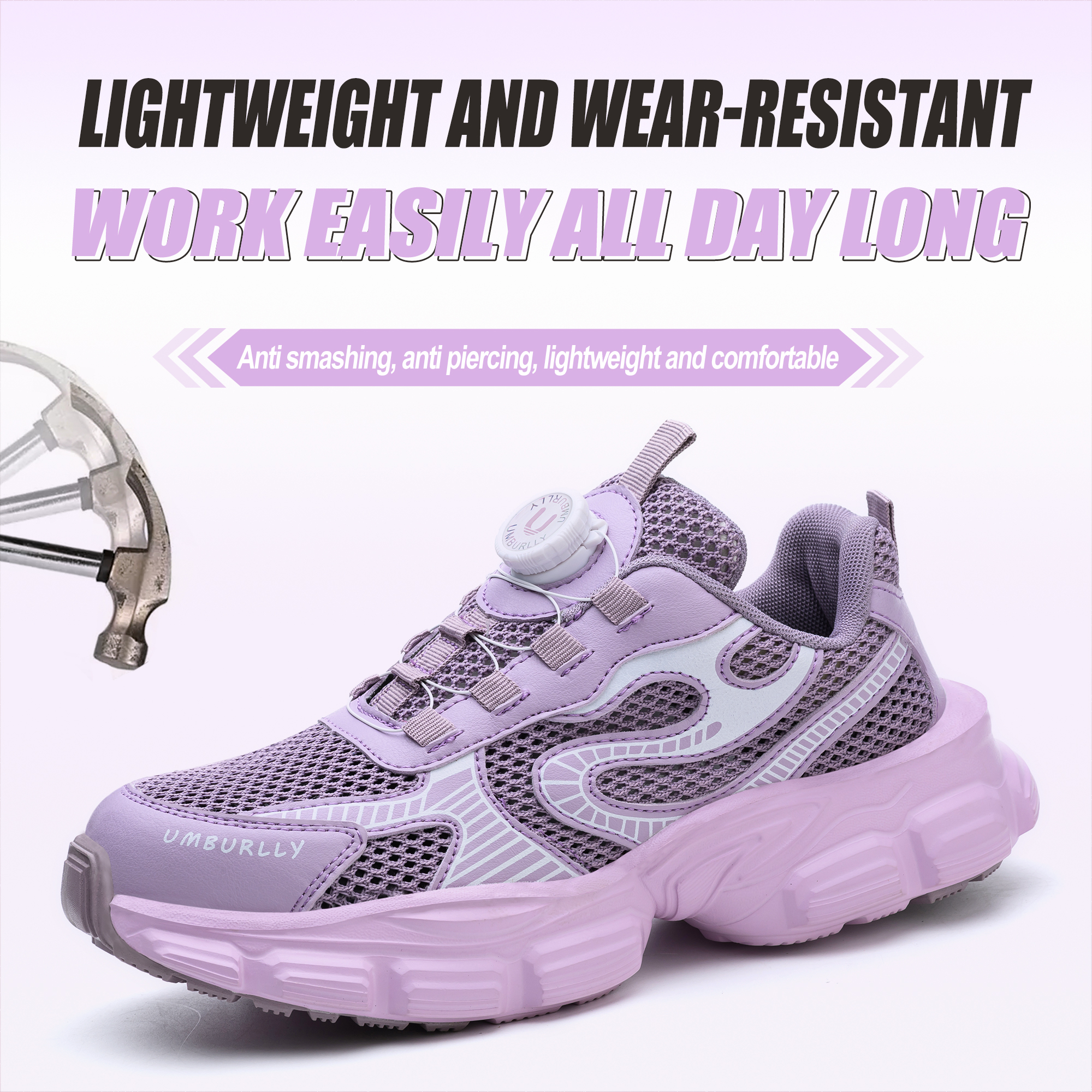 Chaussures de sécurité anti-écrasement et anti-coup de couteau pour femmes, avec capuchon en acier, antidérapantes, sans laçage, bouton rotatif, modèles chauds,