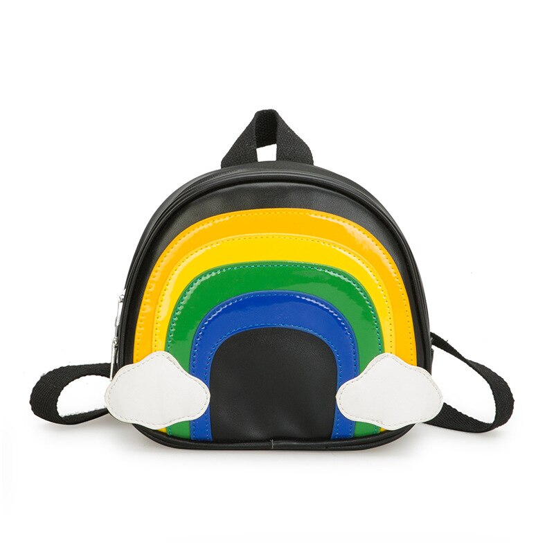 freundlicher Rucksack Mädchen Schule Taschen Neue Karikatur Regenbogen Drucken Rucksack eltern-Art-Paket freundlicher Rucksäcke: schwarz