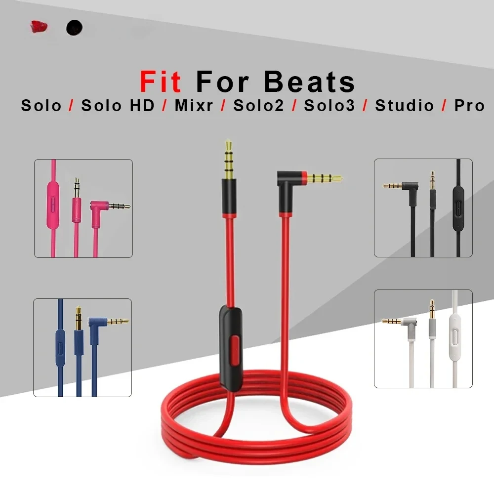 Cable de audio de repuesto con micrófono en línea y control para auriculares Beats by Dr Dre Solo/Studio/Pro/Detox
