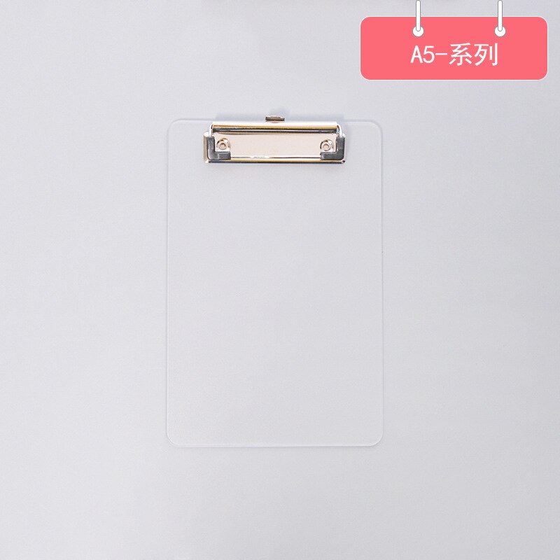 1 Piece Transparent Clip File Folder A5/A4 for Students Exam Paper Organizer Writing Pad School Supplies: A  A5 (23x15cm)